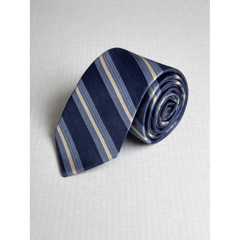 Nautica Mens Silk Tie Quiet Luxury Old Money Preppy Striped Blue